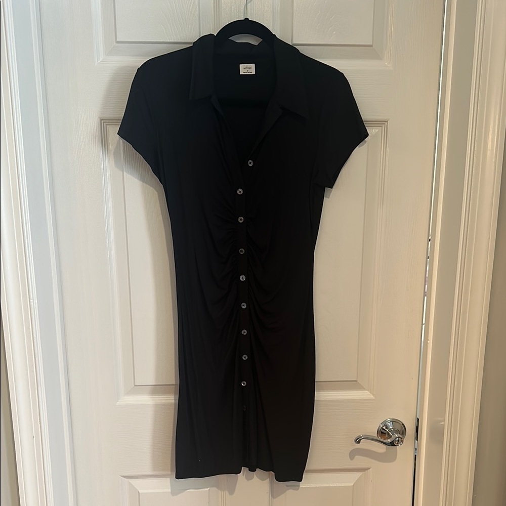 Elegant Black Button-Down Dress